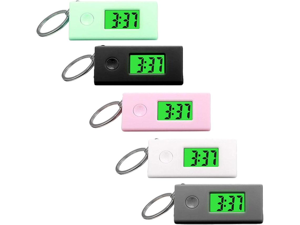 Llavero Reloj Digital 5 Piezas Silencioso Triangular Función Luminosa Fácil Llevar Exámenes Diario Uso