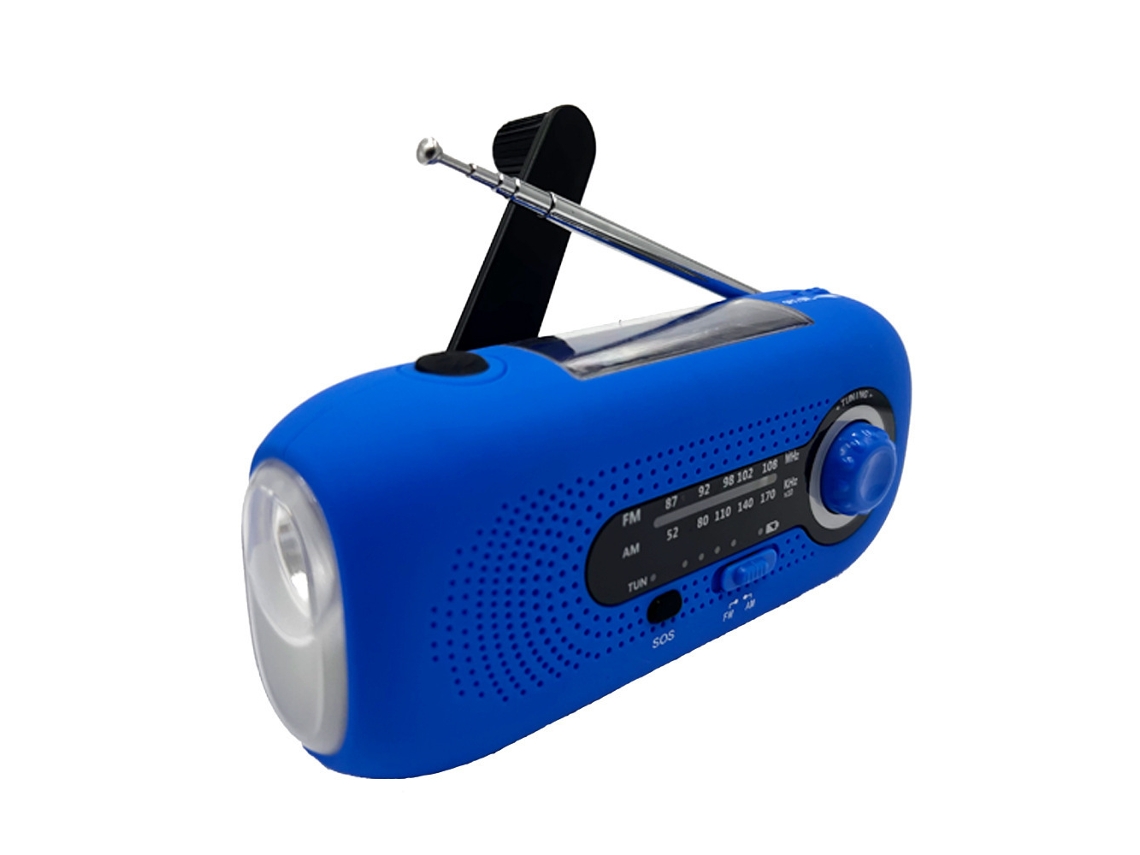 Rádio Meteorológico Solar De Emergência 2000mah Manivela Portátil Rádio Am/fm /azul GERTIZ