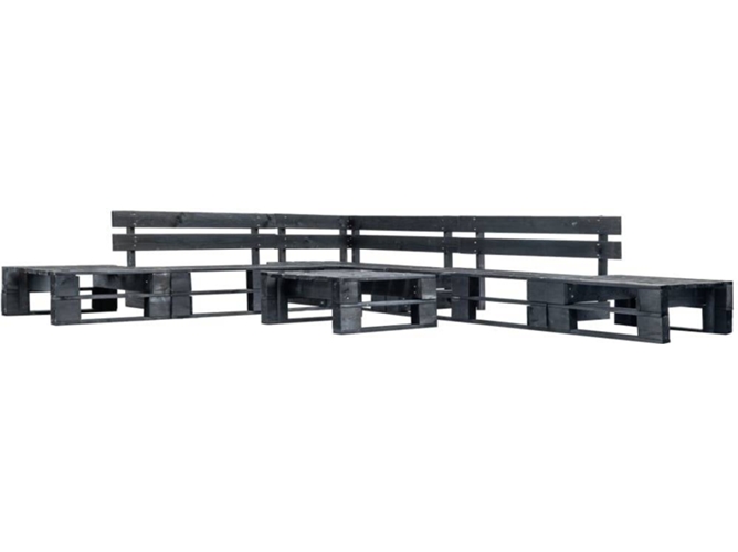 Conjunto 6 Juego de muebles de jardín VIDAXL Negro Madera