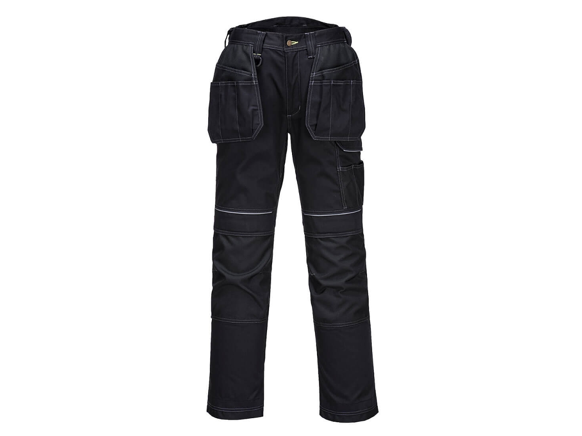 Pantalones de trabajo elásticos Pw3 con bolsillos en la funda, negros / 30