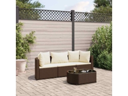 Conjunto de sofás de jardín de 4 piezas DKD Home Decor con cojines de mimbre marrón