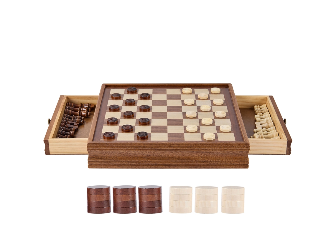 Juego de ajedrez de madera Succebuy, juego de damas, tablero de ajedrez portátil