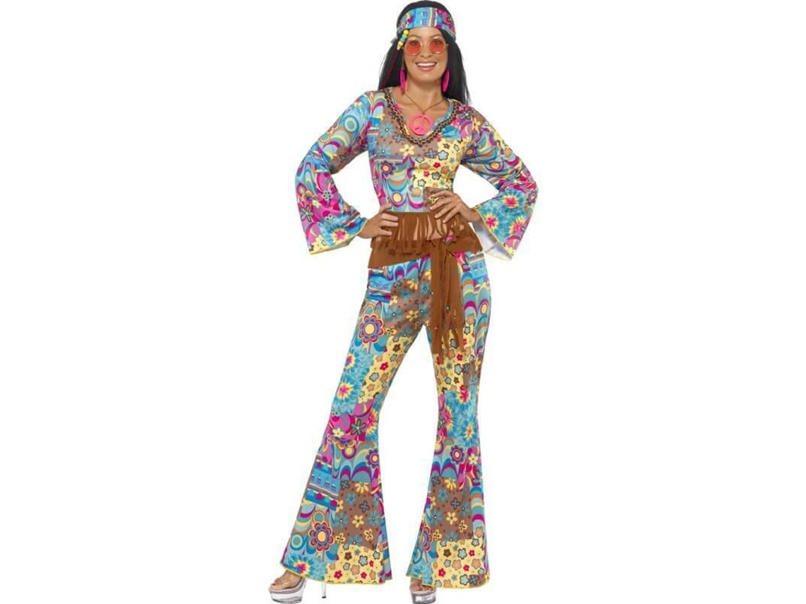 Disfraz de Mujer DISFRAZZES Hippy Flower Power (Talla: S - 36/38)