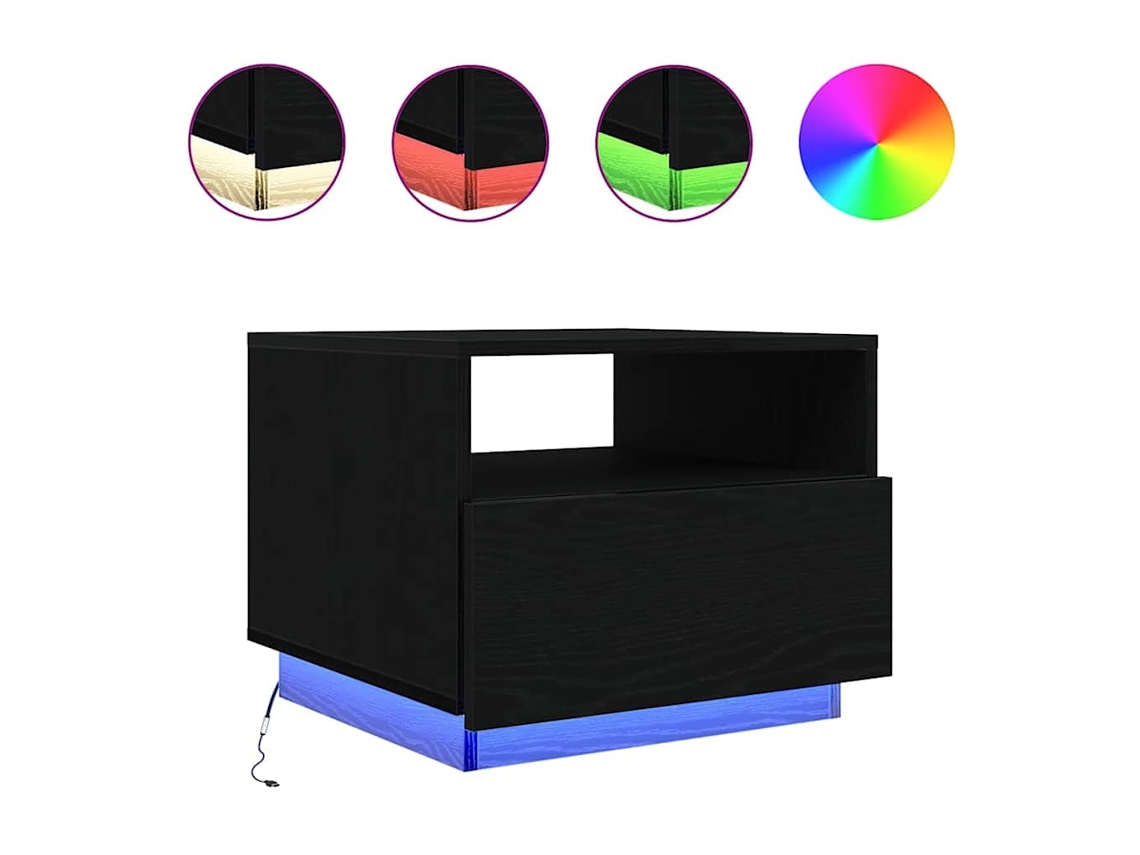 Maison Exclusive - Mesa De Centro Con Luces Led Roble Negro 50x49x40 Cm