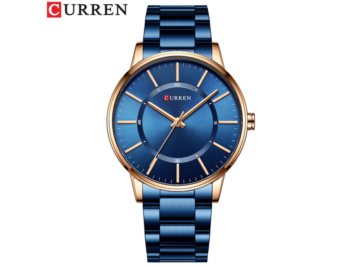 Correa De Acero Inoxidable (azul), Movimiento Japonés, Correa De Acero Para Hombre.