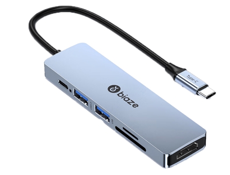 Adaptador BIAZE Hub6 6In1 Tipo-C a Usb3.0 Usb2.0 Pd60W Sd/Tf HDMI para Huawei Mate40/P50 S20