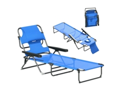 Tumbona Relax Plegable, 194x72x31cm, Negro+azul Oscuro