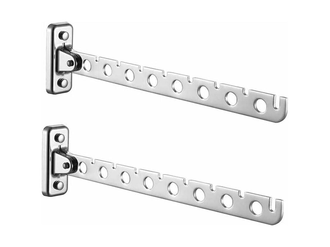 Soporte de pared plegable, 2 piezas, acero inoxidable, tendedero para dormitorio, sala o balcón CISE | MOON