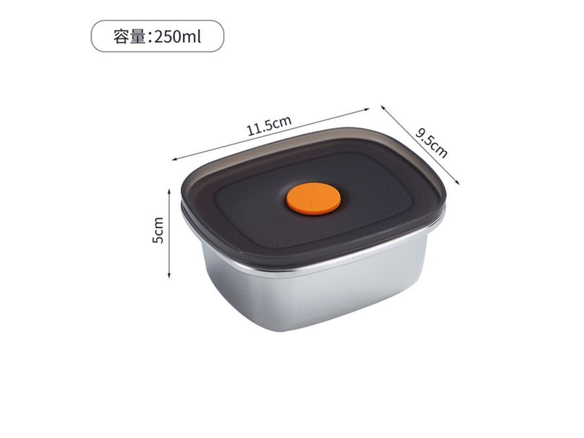 Recipiente Hermético De Acero Inoxidable 304 De 250 Ml Para Alimentos, Como Aperitivos, Frutas Y Verduras, Apto Para Congelación Y Calentamiento.