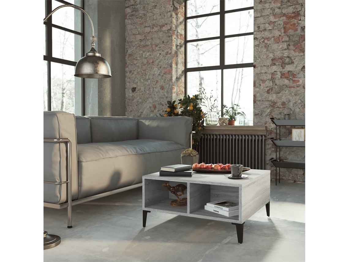 Mesa de Centro de Apoyo 60X60X30 Cm Contrachapado Color Sonoma Gris