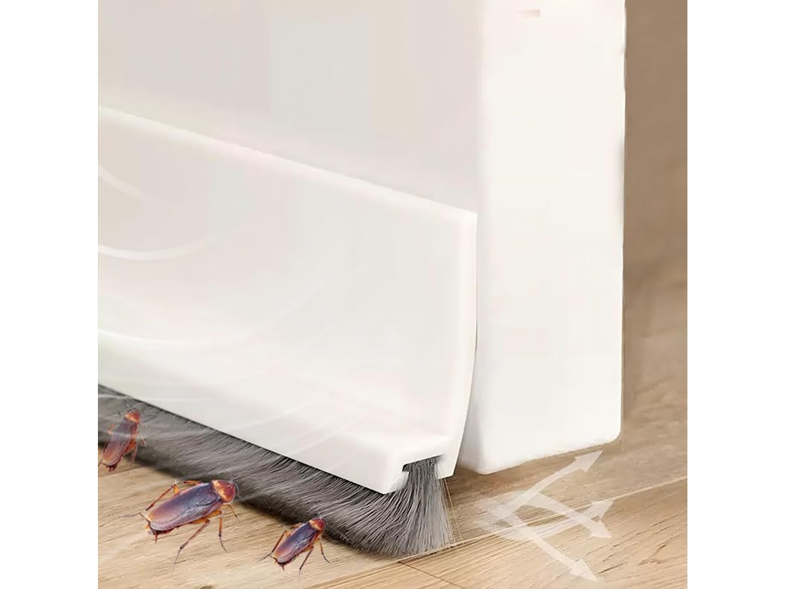 Cepillo de puerta blanco de 100 cm, aislamiento de puerta, sello acústico, rodillo de puerta, sello autoadhesivo y recortable Btforus