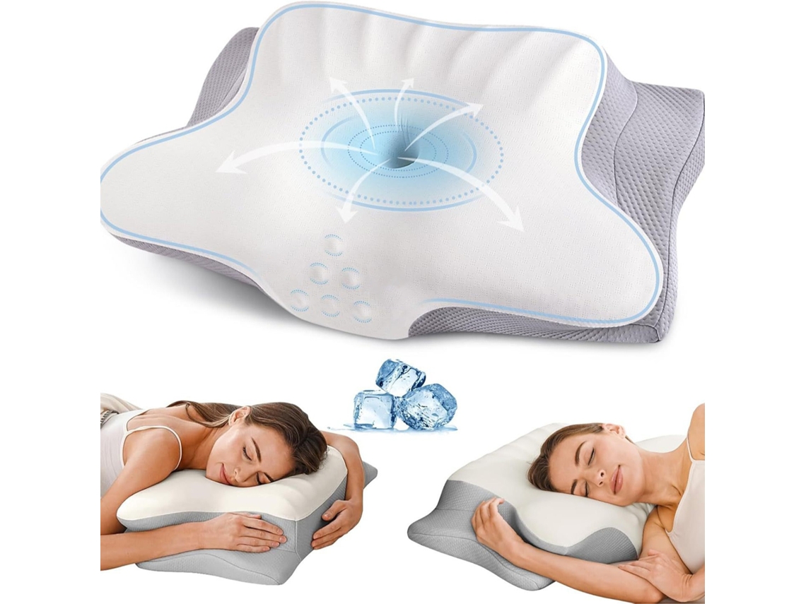 Almohada Para El Cuello Ergonómica Con Forma De Mariposa De Espuma Viscoelástica Transpirable Para Proteger El Cuello Y Dormir Cuich