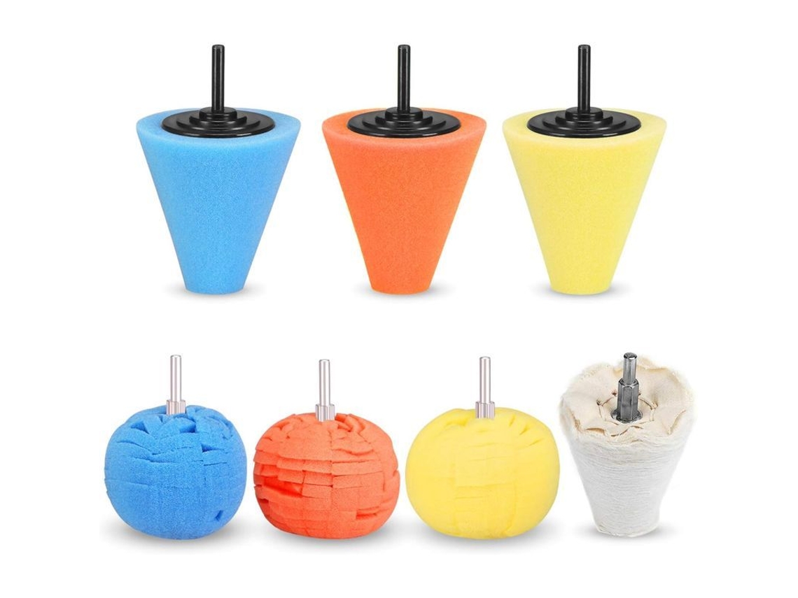 Bola De Pulido, 7 Piezas Cono Espuma Metal 1/4"6mm Mango Esponja Para Cuidado De Ruedas De Coches Aluminio Acero Inoxidable