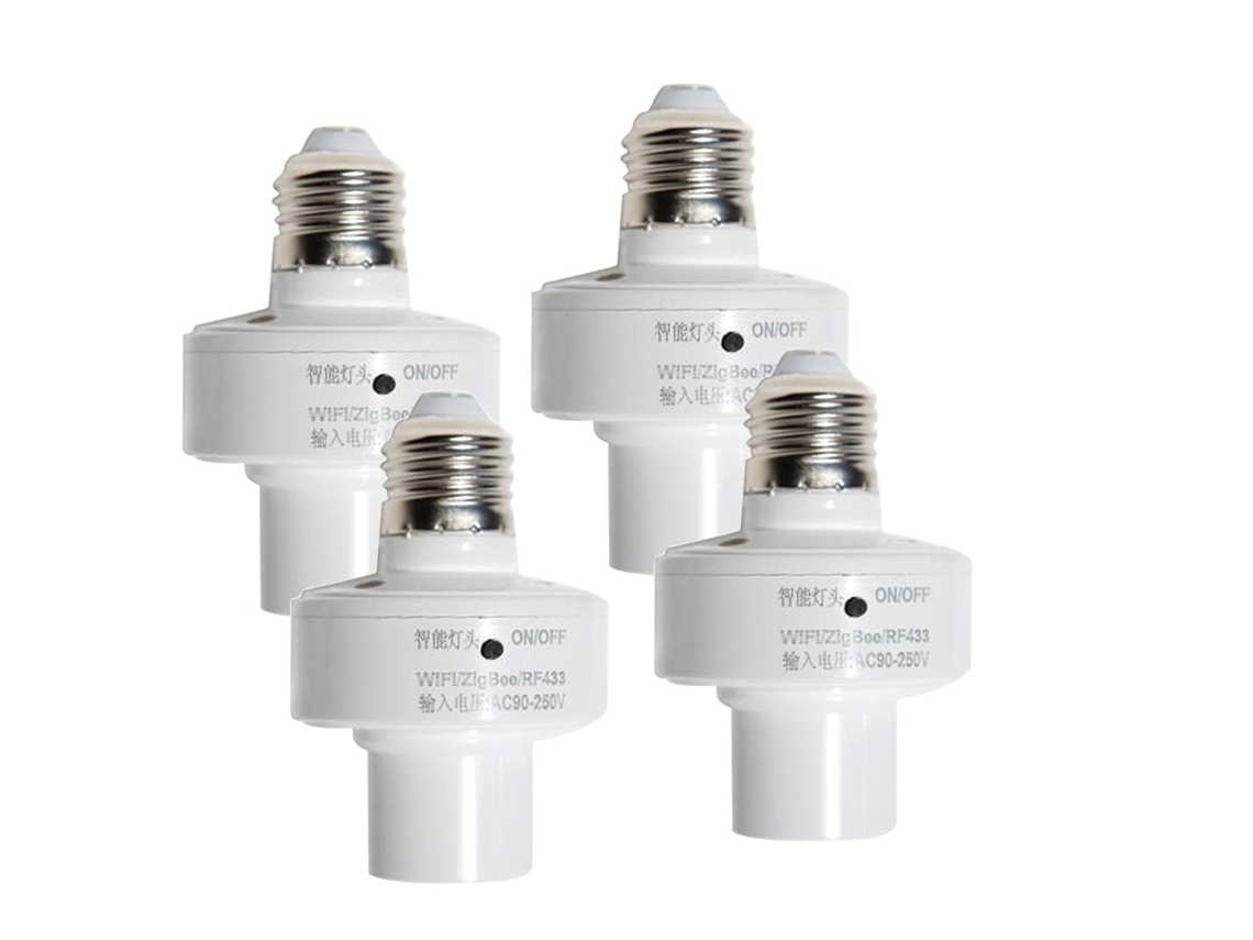 2026-4 Pack Adaptador De Bombilla Inteligente Wifi E27 Control Por App, Voz, Temporizador Y Grupo Instalación Fácil