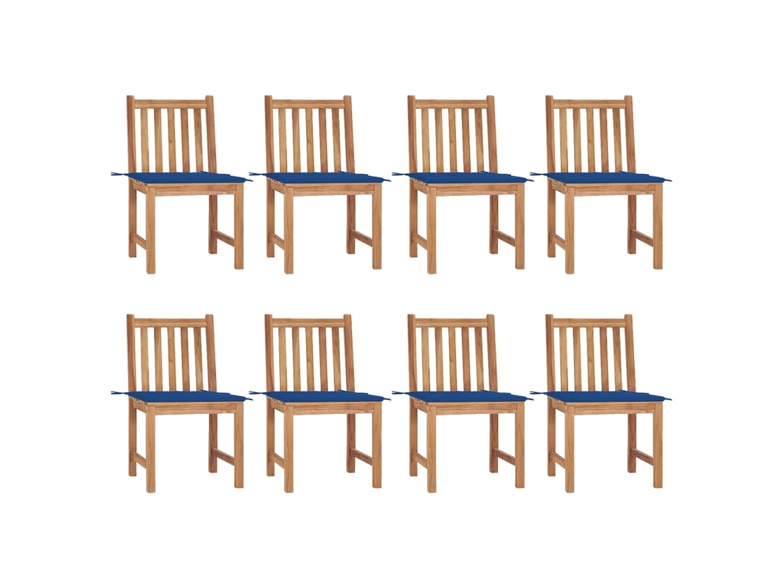 Sillas de jardín DKD Home Decor de 8 piezas con cojines, madera maciza de teca