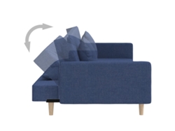 Sofá Cama De 2 Plazas Con Dos Almohadas Tela Azul