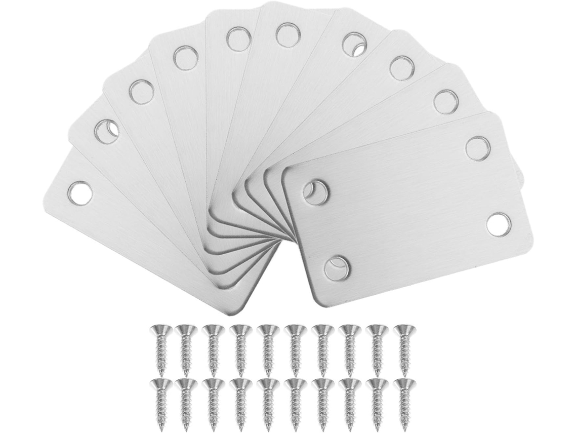 10 Placas De Reparación De Acero Inoxidable, Juego De Fijación Fiable En Color Plata.