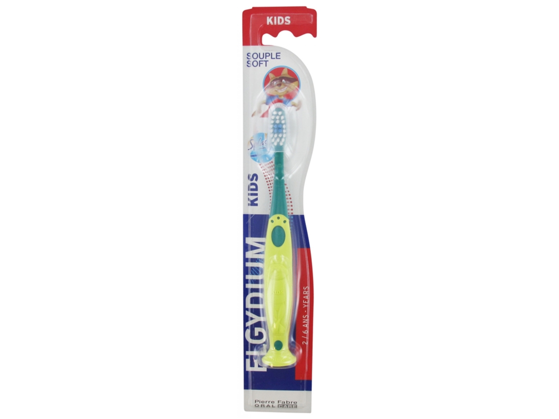 Cepillo de Dientes Kids Suave 2/6 Años Color: Verde Y Amarillo ELGYDIUM