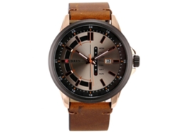 Reloj De Pulsera Para Hombre De Aleación Con Dial Redondo Analógico De Cuarzo (negro+oro Champán)