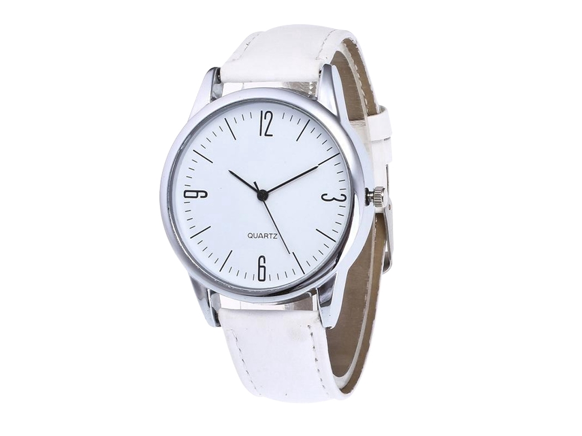 Reloj Analógico De Cuarzo Para Hombre Con Correa De Cuero, Estilo Sencillo, Blanco.