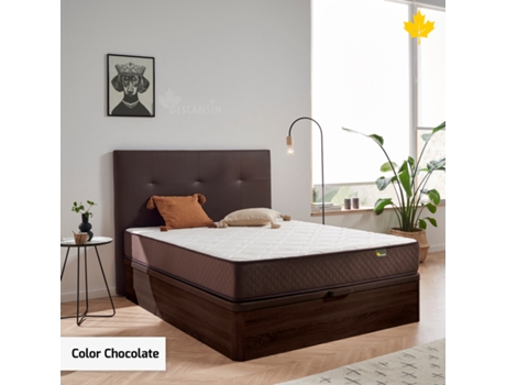 Pack Colchón y Cabecero y Canape Abatible DESCANSIN (135 x 190 cm - Chocolate)