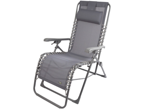Silla Tumbona Plegable Jardín Gravedad Cero Gris con Cojín AKTIVE