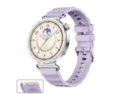 Bracelete Para Huawei Watch Gt 6 (41mm) - Silicone Cor Sólida - Botão De Pressão E Liberação Rápida - Fivela Prateada Roxo Claro