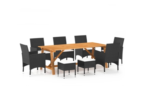 Conjunto 9 de comedor de jardín VIDAXL negro