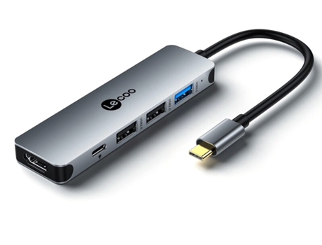 Adaptador LECOO Lkc1360 5In1 Tipo-C Hub Usb3.0 2Usb2.0 Pd Hdmi para Huawei Mate40/P50 S20