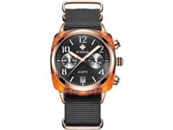 Automático Mecánico Acero Inoxidable Triángulo Esfera Cuero Banda Reloj Yuysan