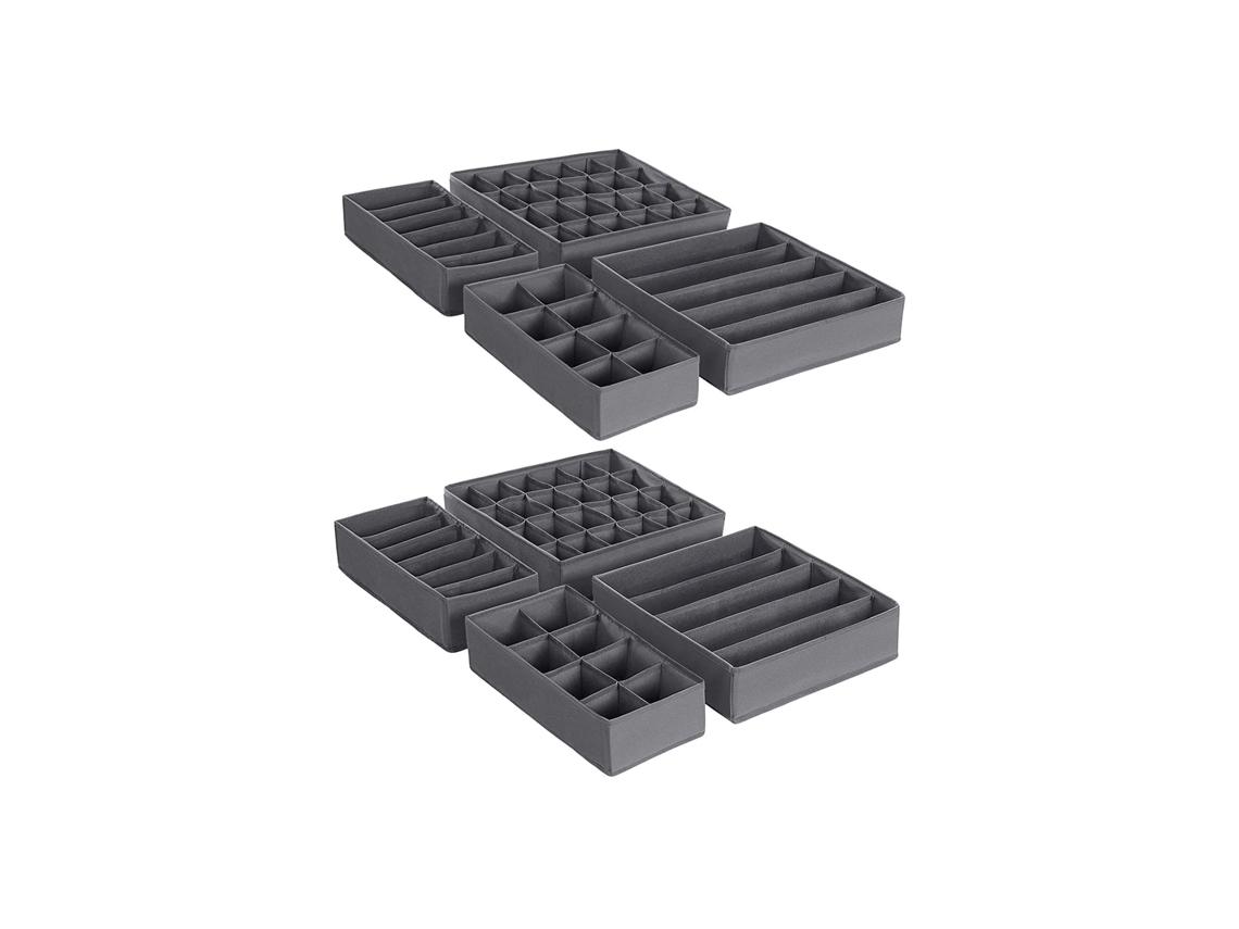 Pack De 8 Organizadores De Cajones Para Ropa Interior Y Calcetines 32x32x10 Cm - Gris