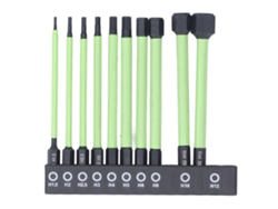 Juego de 10 brocas hexagonales, de H1.5 a H12, 100 mm de ancho, acero aleado S2, magnéticas para taladro.