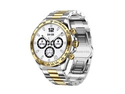 Reloj inteligente con llamadas Bluetooth, botón giratorio, monitor de frecuencia cardíaca y presión arterial, plateado, Yizhood