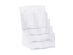 Relaxdays Expositor Para Folletos A4/ Din Largo, Cuatro Pisos, Mesa Pared, 35x24,5x24cm, 1 Ud., Transparente