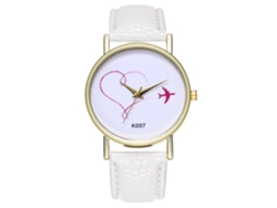 Reloj De Pulsera Analógico De Cuarzo Para Mujer Con Esfera Redonda, Blanco A La Moda.