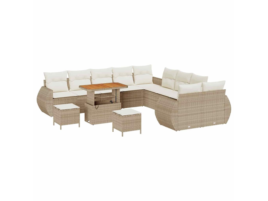 Maison Exclusive - Conjunto De Sofá De Jardín Con Cojín 13 Pcs Beige Y Crema