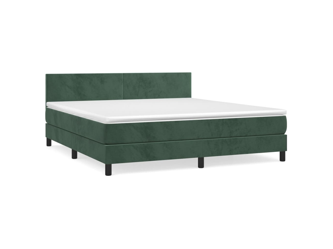Maison Exclusive - Cama Box Spring Con Colchón Terciopelo Verde Oscuro 180x200 Cm