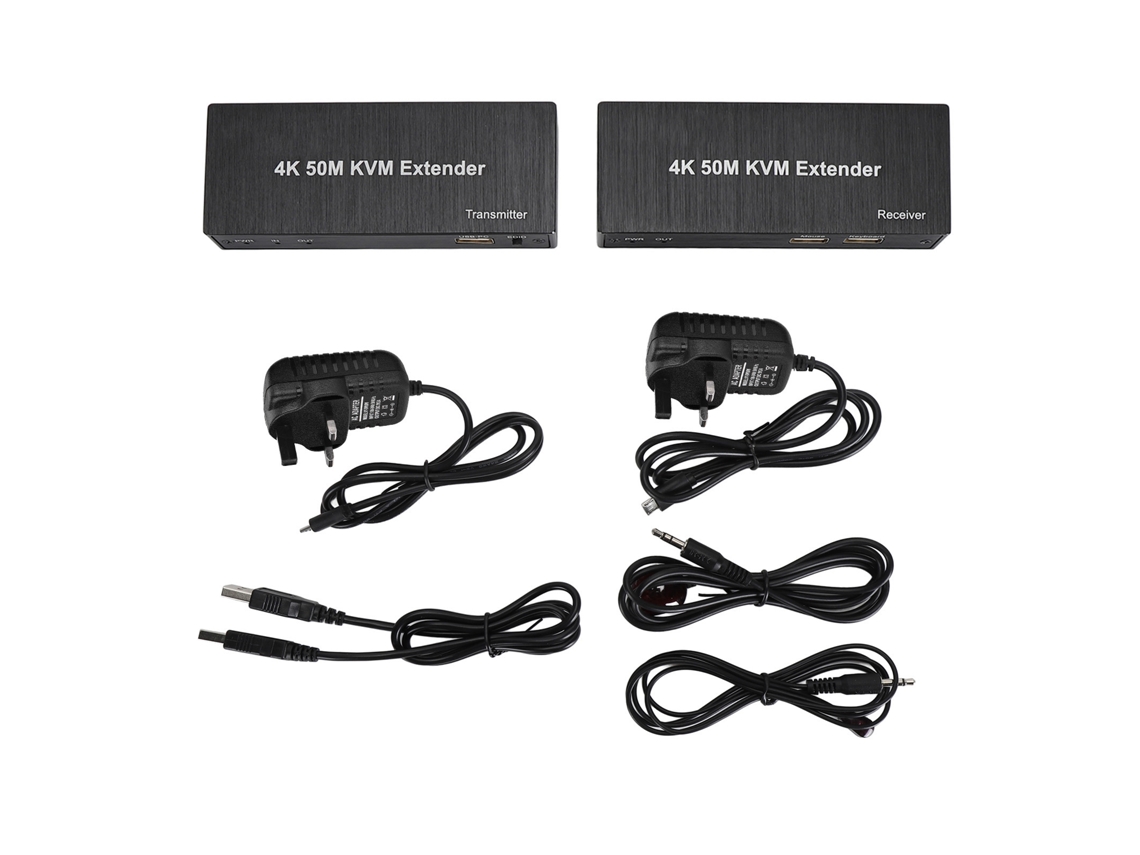 Extensor Kvm 4k 50m Por Cat6 Con Hdmi 1080p 60hz Salida 3d En Bucle Compatible Con Ratón Y Teclado Enchufe Británico