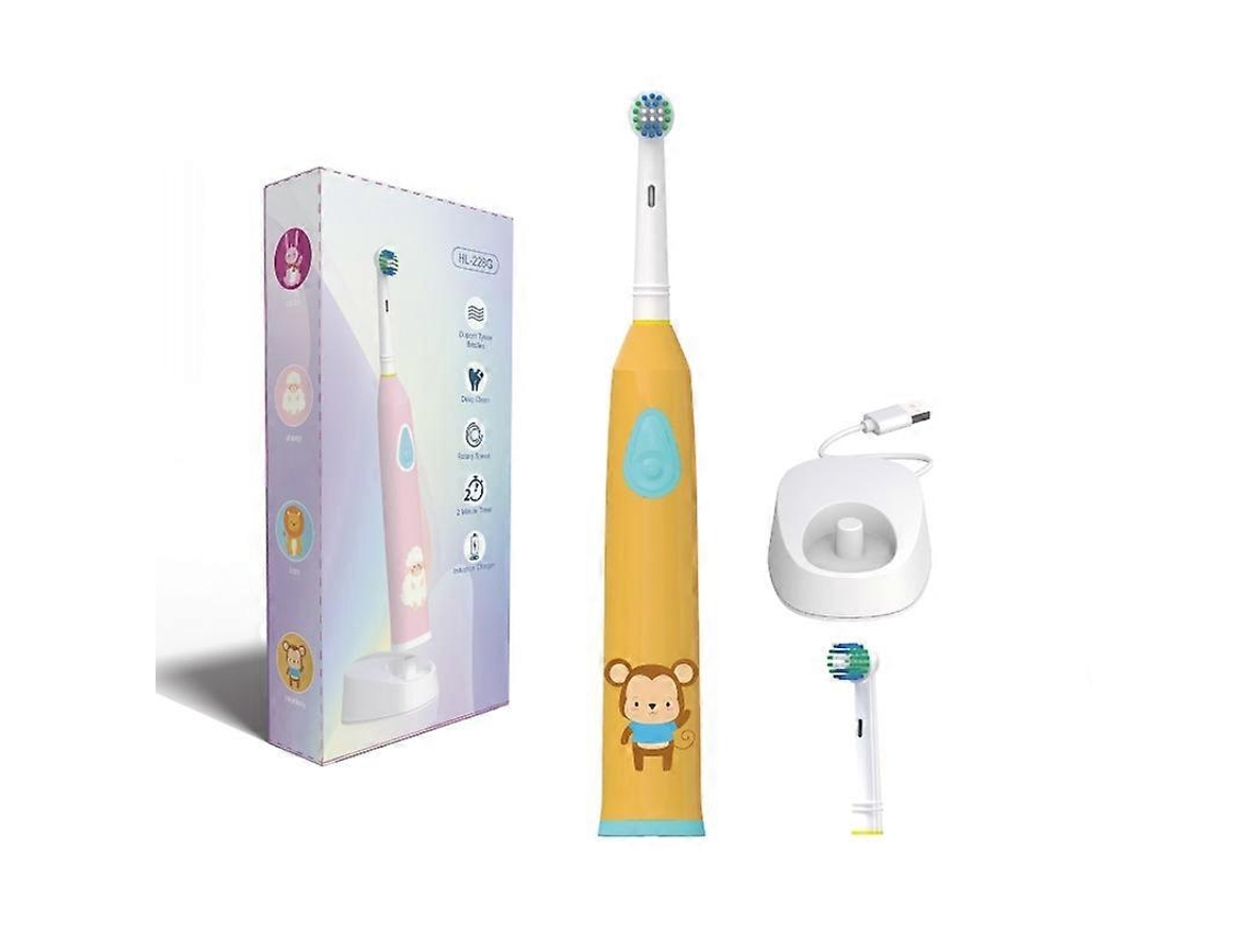 Cepillo de dientes eléctrico recargable para niños con cabezales giratorios y diseño de dibujos animados. Incluye 2 cabezales. Nostalgia88