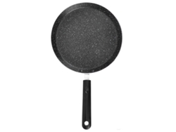 Sartén Antiadherente De Fondo Plano En Aleación De Aluminio Negro Para Cocinar, Con Mango Ergonómico.