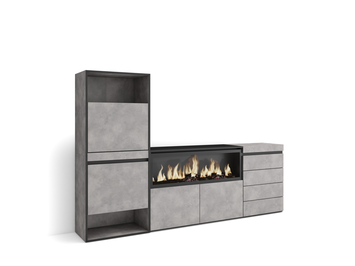 Zapatero | Organización del almacenaje | 224 x 145 x 35 cm | Para dormitorio | Chimenea eléctrica XXL | Cómoda | Cemento Duérmete Online