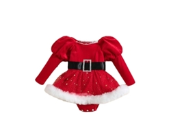 Ropa navidad bebe zorro plateado terciopelo mono manga larga 90cm