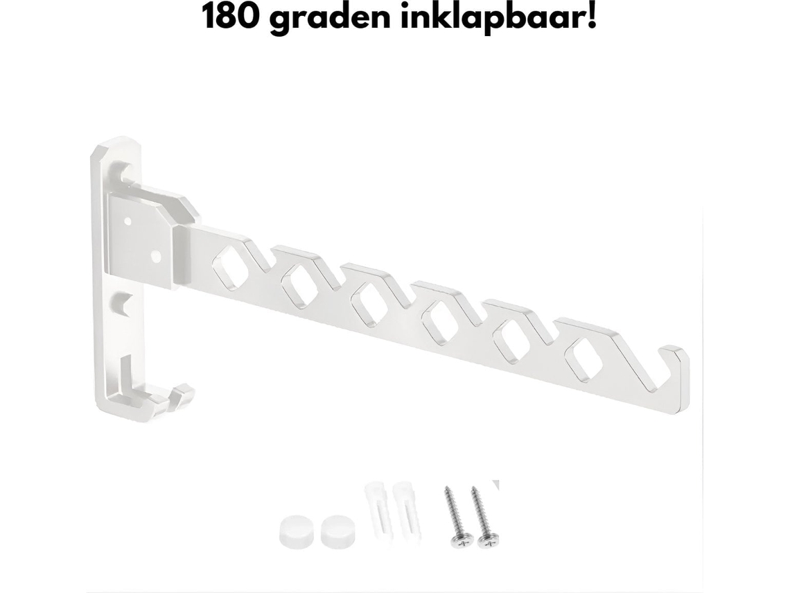 Gancho Para Ropa - Plegable - Blanco - 35 Cm - Montaje En Pared - Perchero - Colgador De Ropa - Tendedero