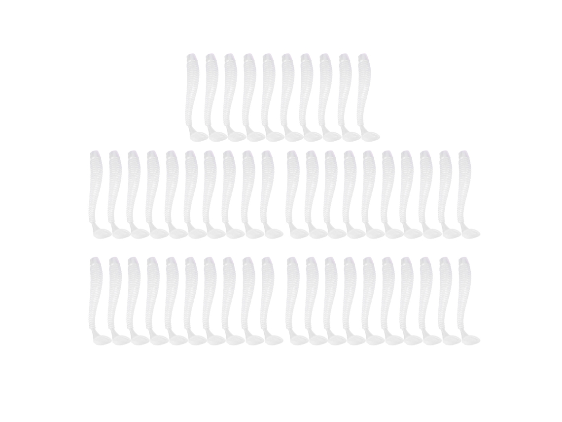 Mali 50pcs Iscas de Pesca de Plástico Macio 5cm com Cauda em T para Peixes Cor Branco Pérola