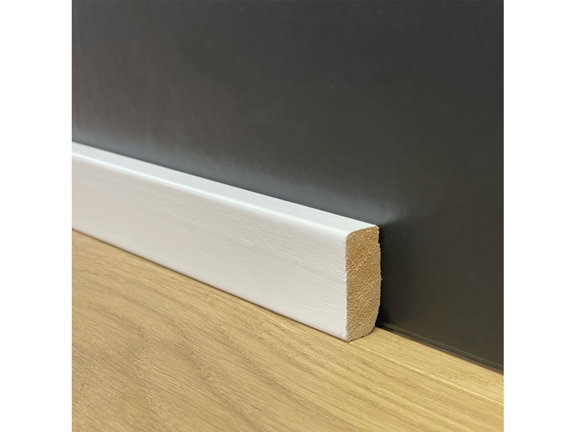 Zócalo ETERNAL PARQUET Cuadrado Bassissimo Lacado Blanco de Madera Maciza 30X13 (Precio Por Ml)