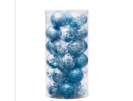 Adornos de bolas de Navidad de plástico transparente inastillables Juego de bolas de Navidad decorativas con decoraciones delicadas rellenas (24 (a...