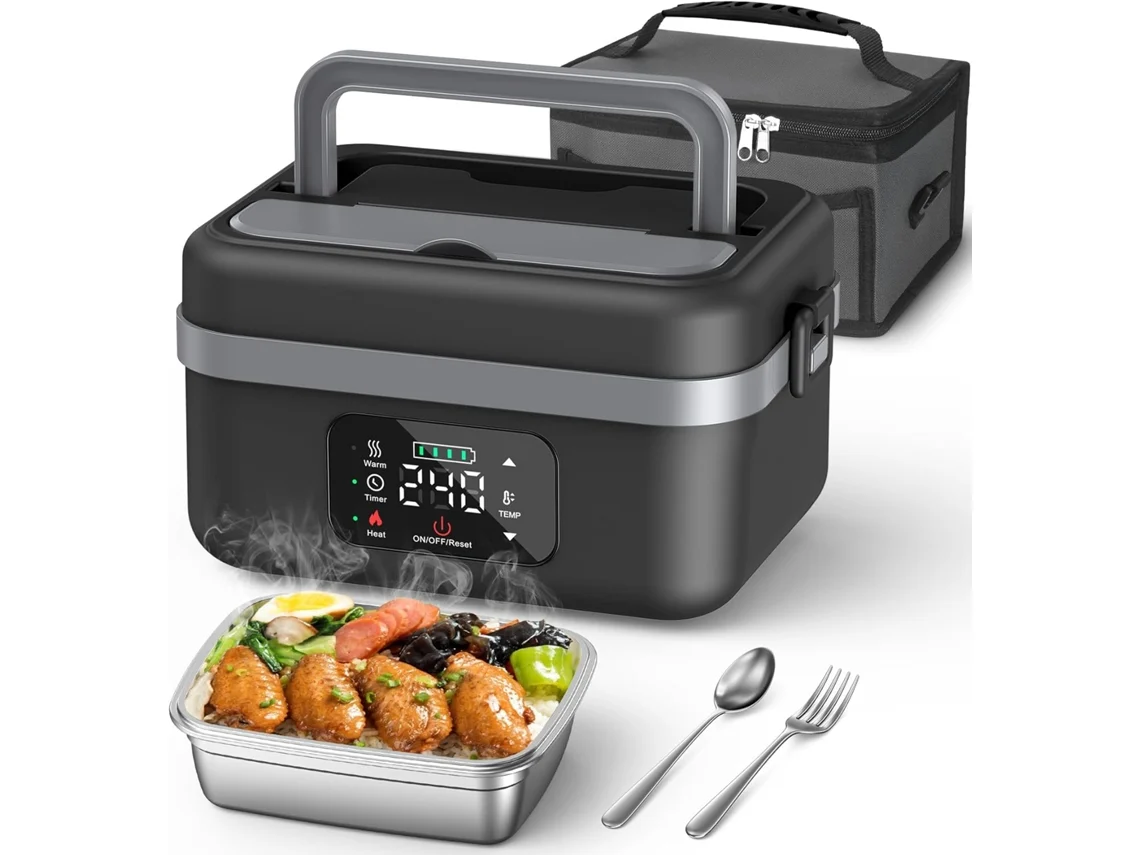 Fiambrera eléctrica inalámbrica para adultos, 16000 mAh, recargable, autocalentable, con temporizador, bolsa térmica de oficina de 1 l/34 oz, Viewleaf