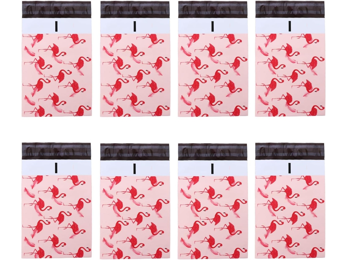 Paquete De 50 Sobres Postales Impermeables De 17x27 Cm Con Estampado De Flamencos.