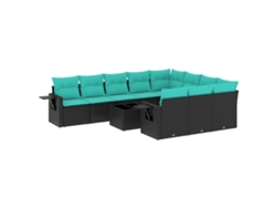 Maison Exclusive - Conjunto De Sofá De Jardín De 11 Piezas Con Cojines, De Poliratán Negro