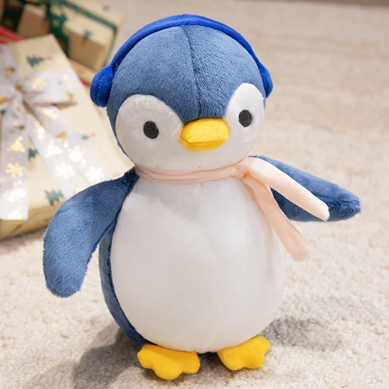 (azul, 25 Cm) Lindo Peluche Realista De Pingüino Con Auriculares De Anime Estilo Dibujos Animados